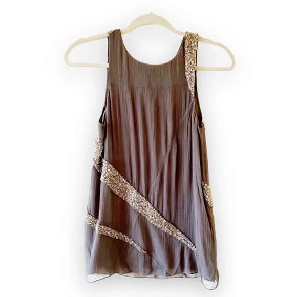 Alice + Olivia Beaded Silk Tank Size XS Dark Gray Date Night Designer Top Luxe‎ - Picture 1 of 7